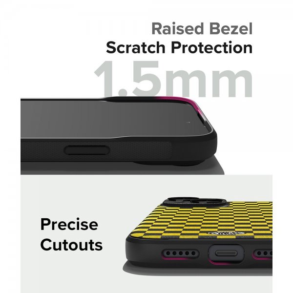Ringke iPhone 15 Deksel Onyx Design Checkerboard Yellow