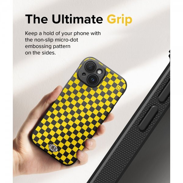 Ringke iPhone 15 Deksel Onyx Design Checkerboard Yellow