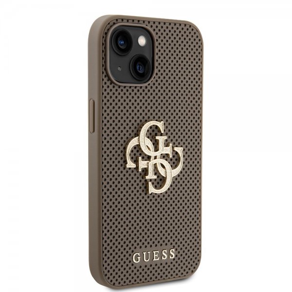 Guess iPhone 15 Deksel Perforated Glitter Brun