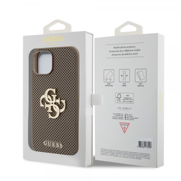 Guess iPhone 15 Deksel Perforated Glitter Brun
