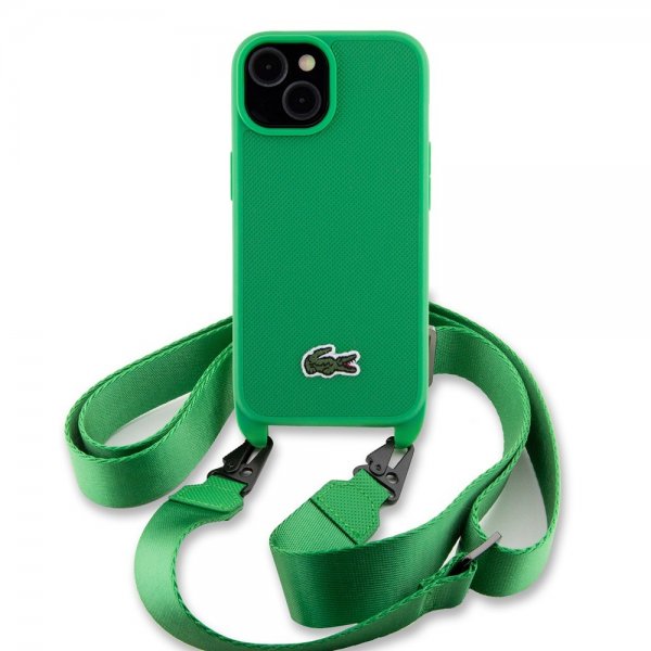 Lacoste iPhone 15 Deksel Petit Pique Logo Strap Grønn