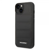 Karl Lagerfeld iPhone 15 Deksel Quilted Nylon Puffy Case Logo Plate Svart