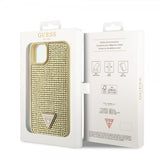 Guess iPhone 15 Deksel Rhinestone Gull