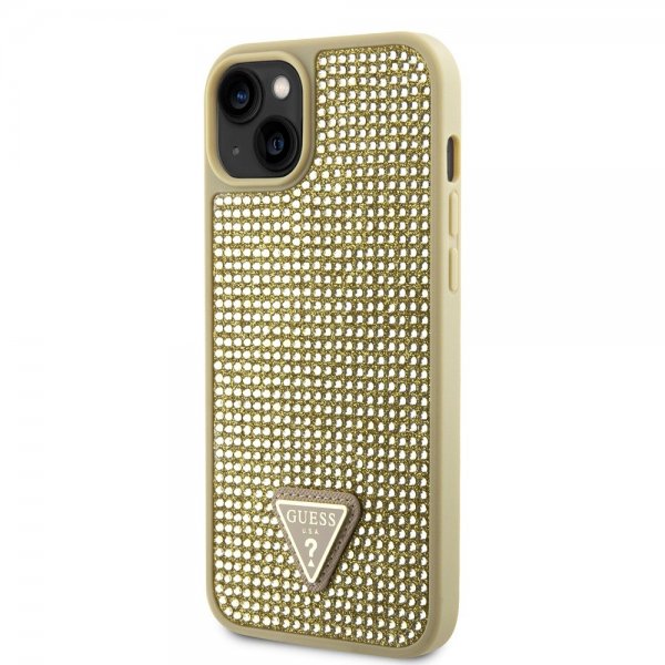 Guess iPhone 15 Deksel Rhinestone Gull