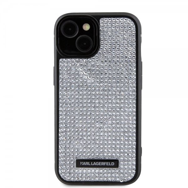 Karl Lagerfeld iPhone 15 Deksel Rhinestone Sølv
