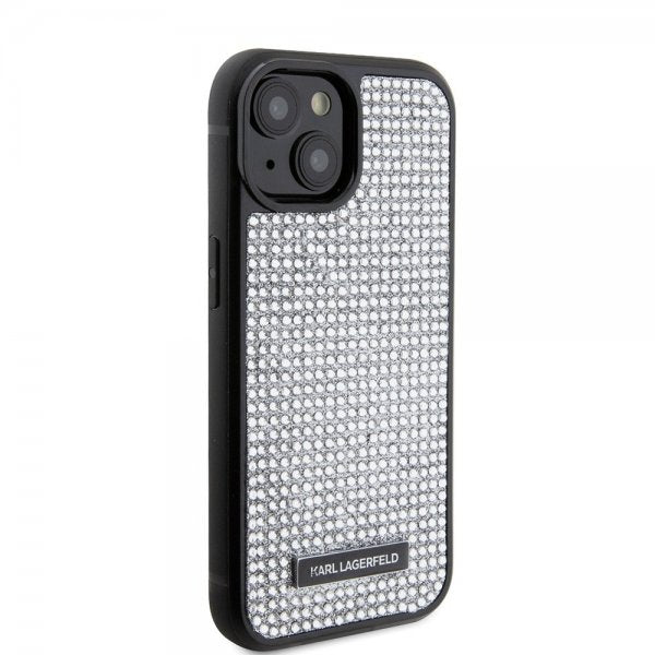 Karl Lagerfeld iPhone 15 Deksel Rhinestone Sølv