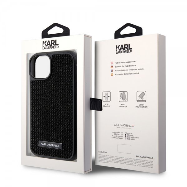 Karl Lagerfeld iPhone 15 Deksel Rhinestone Svart