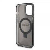 Guess iPhone 15 Deksel Ring Stand Glitter MagSafe Svart