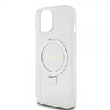 Guess iPhone 15 Deksel Ring Stand Glitter MagSafe Transparent