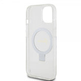 Guess iPhone 15 Deksel Ring Stand Glitter MagSafe Transparent