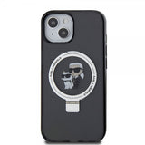 Karl Lagerfeld iPhone 15 Deksel Ring Stand MagSafe Svart