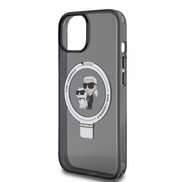 Karl Lagerfeld iPhone 15 Deksel Ring Stand MagSafe Svart