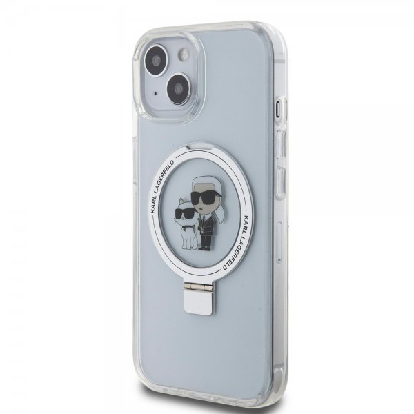 Karl Lagerfeld iPhone 15 Deksel Ring Stand MagSafe Hvit