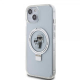 Karl Lagerfeld iPhone 15 Deksel Ring Stand MagSafe Hvit