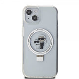 Karl Lagerfeld iPhone 15 Deksel Ring Stand MagSafe Hvit
