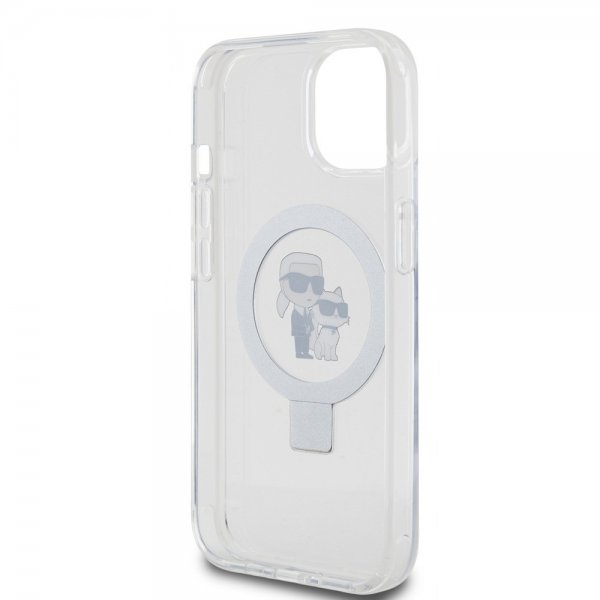 Karl Lagerfeld iPhone 15 Deksel Ring Stand MagSafe Hvit