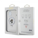 Karl Lagerfeld iPhone 15 Deksel Ring Stand MagSafe Hvit