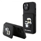 Karl Lagerfeld iPhone 15 Deksel Saffiano Card Slots & Stand Svart