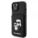 Karl Lagerfeld iPhone 15 Deksel Saffiano Card Slots & Stand Svart