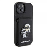 Karl Lagerfeld iPhone 15 Deksel Saffiano Card Slots & Stand Svart