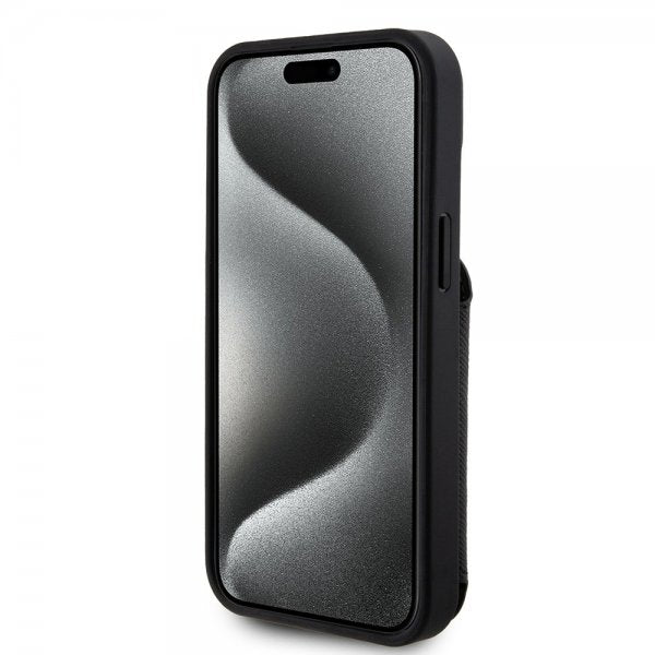 Karl Lagerfeld iPhone 15 Deksel Saffiano Card Slots & Stand Svart