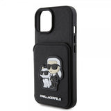 Karl Lagerfeld iPhone 15 Deksel Saffiano Card Slots & Stand Svart