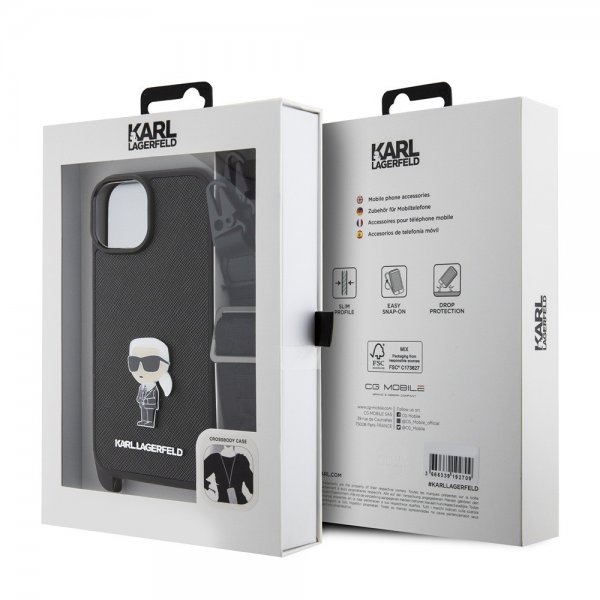 Karl Lagerfeld iPhone 15 Deksel Saffiano Crossbody Svart