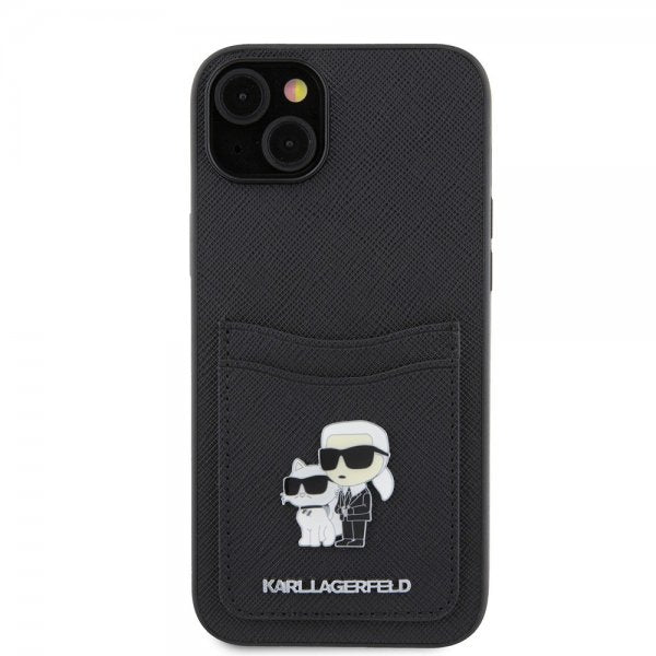 Karl Lagerfeld iPhone 15 Deksel Saffiano Double Cardslot Svart