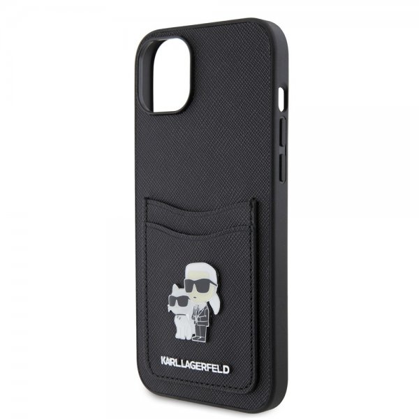 Karl Lagerfeld iPhone 15 Deksel Saffiano Double Cardslot Svart