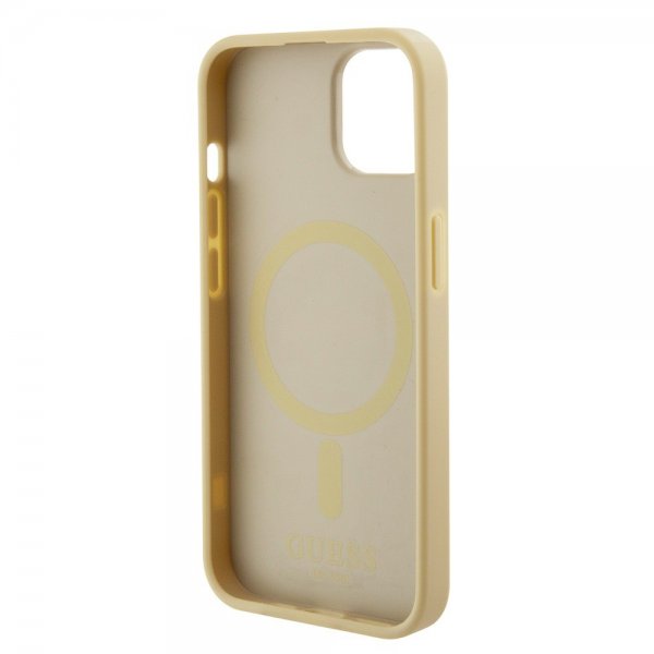 Guess iPhone 15 Deksel Saffiano MagSafe Beige