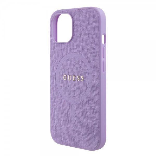 Guess iPhone 15 Deksel Saffiano MagSafe Lilla