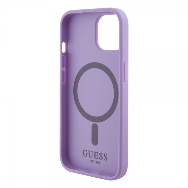 Guess iPhone 15 Deksel Saffiano MagSafe Lilla