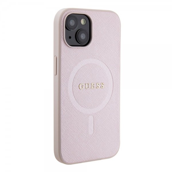 Guess iPhone 15 Deksel Saffiano MagSafe Rosa