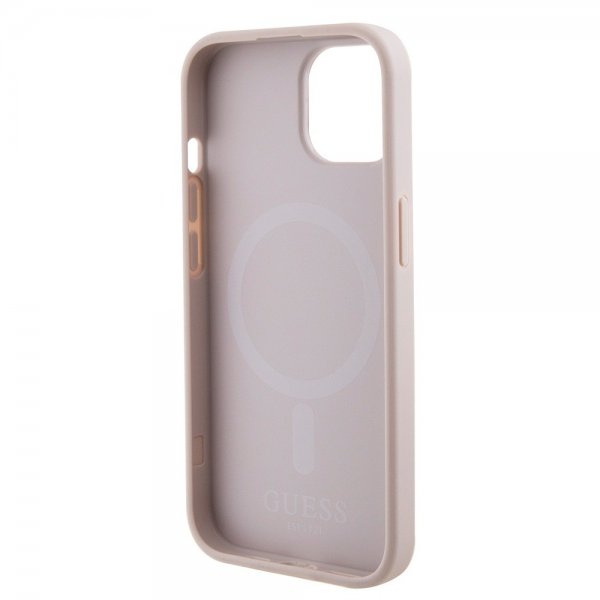 Guess iPhone 15 Deksel Saffiano MagSafe Rosa