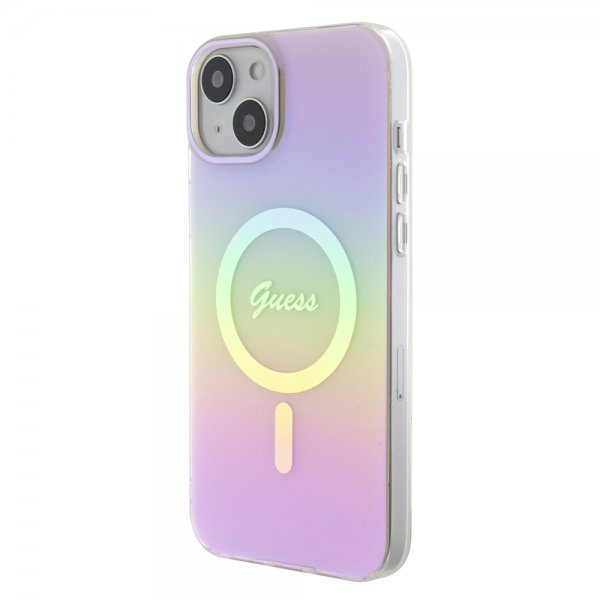 Guess iPhone 15 Deksel Script MagSafe Rosa