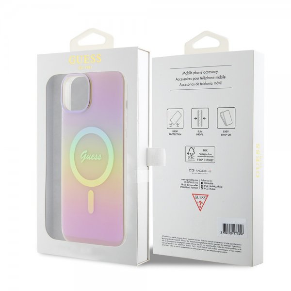 Guess iPhone 15 Deksel Script MagSafe Rosa