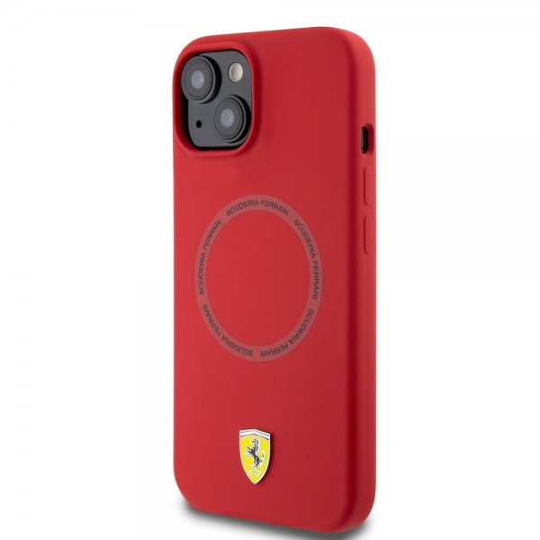 Ferrari iPhone 15 Deksel Silicone MagSafe Rød