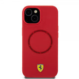 Ferrari iPhone 15 Deksel Silicone MagSafe Rød