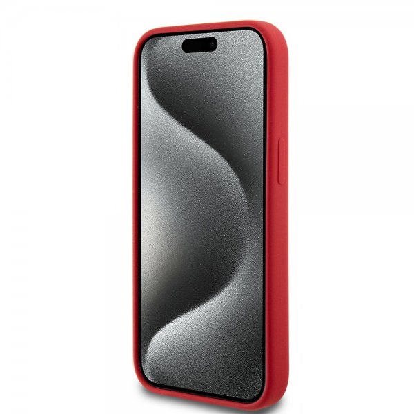Ferrari iPhone 15 Deksel Silicone MagSafe Rød