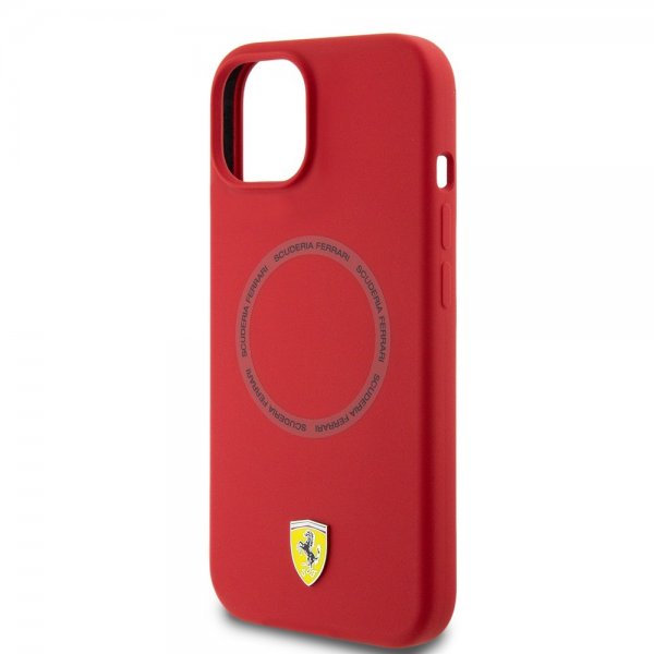 Ferrari iPhone 15 Deksel Silicone MagSafe Rød