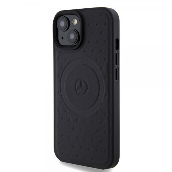 Mercedes Benz iPhone 15 Deksel Star Pattern MagSafe Svart