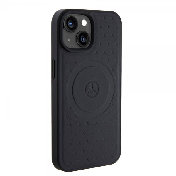 Mercedes Benz iPhone 15 Deksel Star Pattern MagSafe Svart