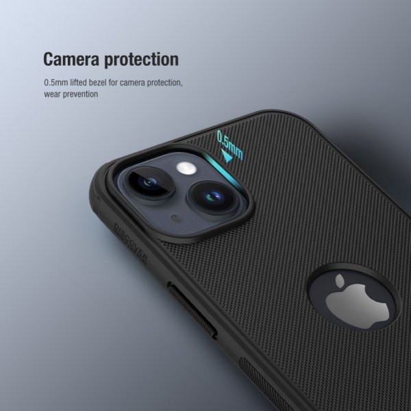 Nillkin iPhone 15 Deksel Super Frosted Shield Pro Logo Hole Svart