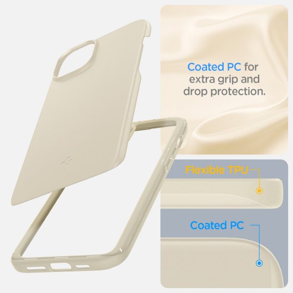 Spigen iPhone 15 Deksel Thin Fit Mute Beige