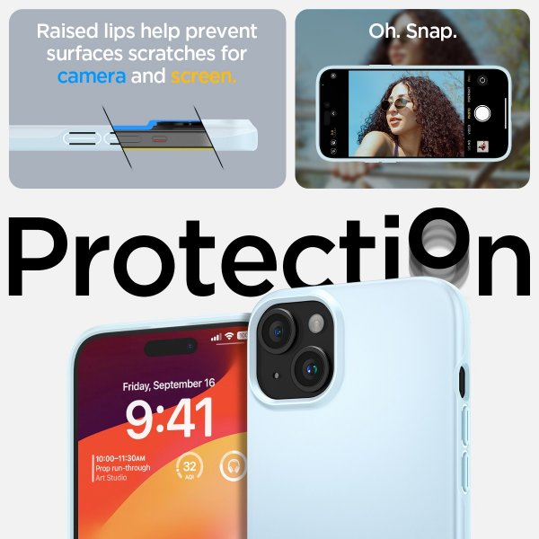 Spigen iPhone 15 Deksel Thin Fit Mute Blue