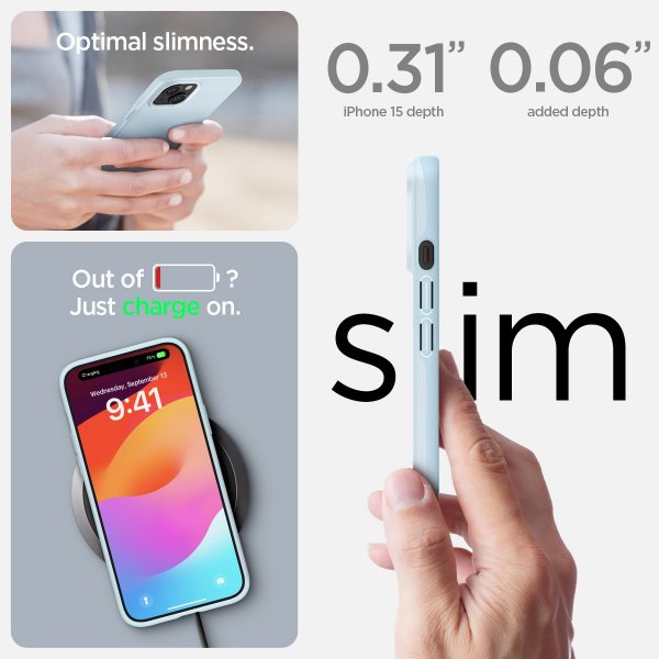 Spigen iPhone 15 Deksel Thin Fit Mute Blue