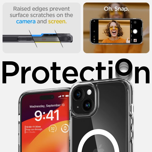 Spigen iPhone 15 Deksel Ultra Hybrid MagFit Hvit