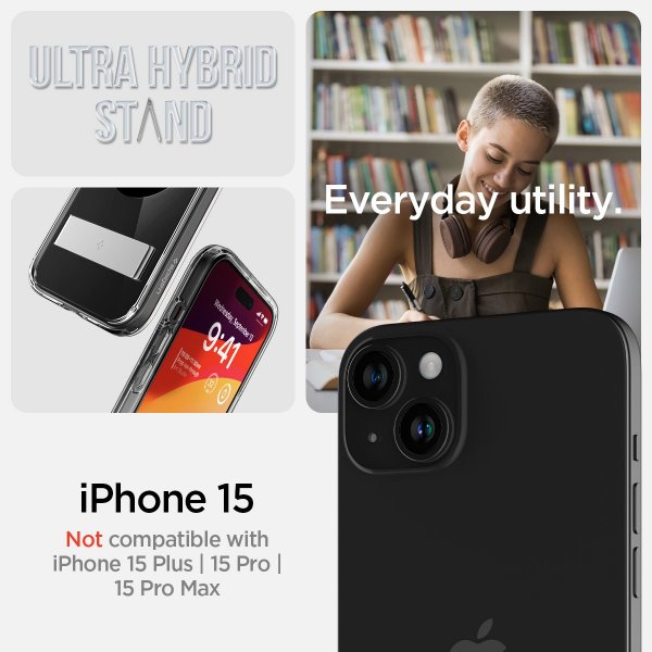 Spigen iPhone 15 Deksel Ultra Hybrid S MagFit Svart