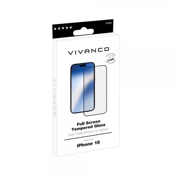 Vivanco iPhone 15 Skjermbeskytter Full Screen