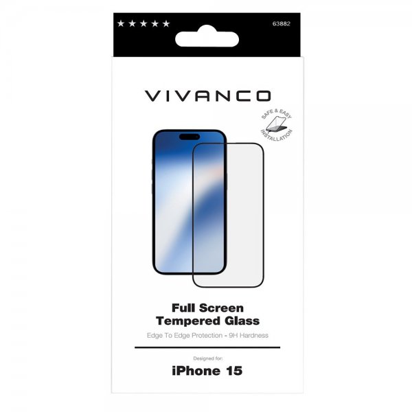 Vivanco iPhone 15 Skjermbeskytter Full Screen